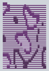 a purple and white striped pattern with a few black squares in the middle