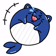 cat whale cute blue laugh