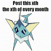 a cartoon of an origami animal with the words post this xth the xth of every month on the bottom