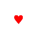 a pixel art of a heart surrounded by red dots