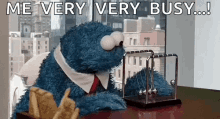 Cookie Monster Very Busy GIF