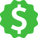 a green icon with a dollar sign inside of it