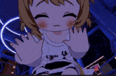 a cartoon girl with a shirt that says ' a ' on it