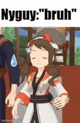 a cartoon of a girl with her eyes closed and the words nyguy ' bruh ' on the bottom