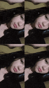 four images of a woman 's face are shown