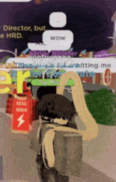 a screenshot of a video game with the words wow on the top