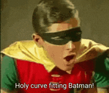 robin says holy curve fitting batman while wearing a mask