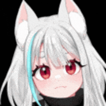 a girl with white hair and cat ears is wearing a scarf .