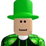 a roblox character wearing a green top hat and a green leafy outfit .