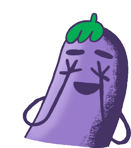 Eggplant Smiling Covering Eyes With Hands Sticker - Peachieand Eggie Google Adorable Stickers