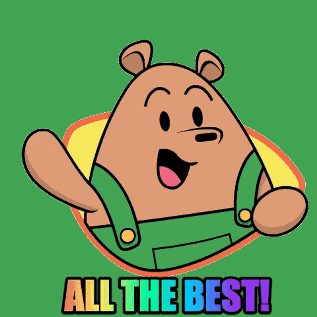 a cartoon of a bear with the words all the best written below it