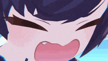 a close up of a cartoon girl with a big mouth .