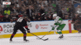a hockey player with the number 88 on his jersey is playing against another player