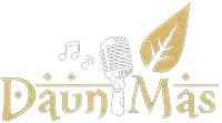 a gold logo for daun mas with a microphone and a leaf