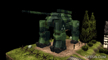 a gif from gifrun.com shows a military vehicle in a field