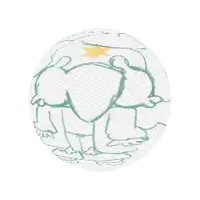 a drawing of two elephants with a yellow star on their heads