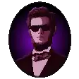 a pixel art portrait of abraham lincoln wearing sunglasses and a tuxedo .