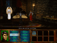 a screenshot of a video game with the words give the mirror to ellen at the top