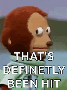 a picture of a monkey with the words that 's definitely been hit below it
