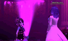 a video game character with a purple light behind her that says ' feat.los '