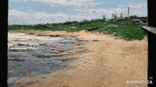 a painting of a beach is being made by animatica