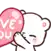 a white teddy bear is holding a pink heart with the words `` i love you '' written on it .