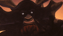 a painting of a monster with horns and a mouth