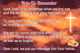 help us remember lord help us to remember when we first met