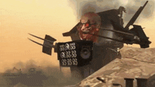 a cartoon character is holding a box with numbers on it in a video game scene .