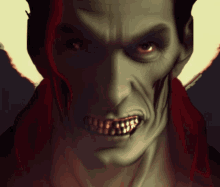 a close up of a man 's face with a very large mouth