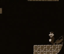 a skeleton is standing in front of a wall with the word nintendo written on it .