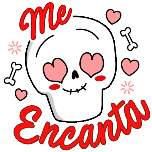 Skull Says "I Love It" In Spanish. Sticker - Juan Cráneo Carlos Me Encanta Heart Eyes Stickers