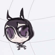 a drawing of a cartoon character with a purple eye