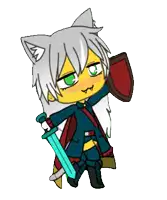 a cartoon of a wolf holding a sword and shield
