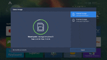 a screen that says select image and shows a sd card