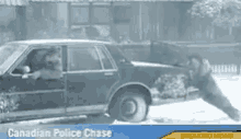 canadian police car chase winter snowing push