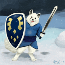 White Dog Sword GIF - White Dog Sword Armor GIFs
