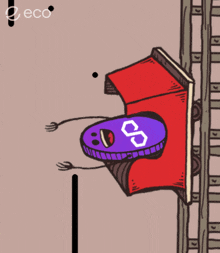 a cartoon drawing of a roller coaster with the number 8 on the side