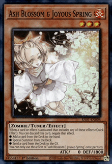 a card that says ash blossom & joyous spring on the front