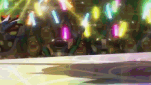 a blurry picture of a crowd of people with glowing lights