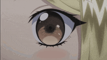 a close up of a girl 's eye with a white circle around it