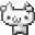 a pixel art drawing of a cat with horns and a face .