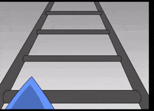 a drawing of a staircase with a blue triangle on the bottom