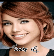 a picture of a woman with the name cooky written on it