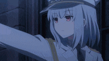 a girl in a white hat is pointing at a bunch of pink sparks