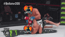 a screenshot of a boxing match with the hashtag bellator205