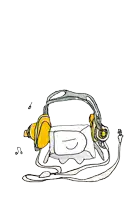 a drawing of a fire hydrant with headphones on it