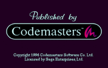 a purple background with the words published by codemasters on it