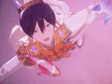 a cartoon character with a crown on their head