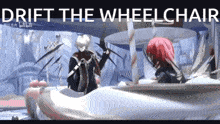 a man and a girl are riding a ferris wheel with the words drift the wheelchair written on the bottom